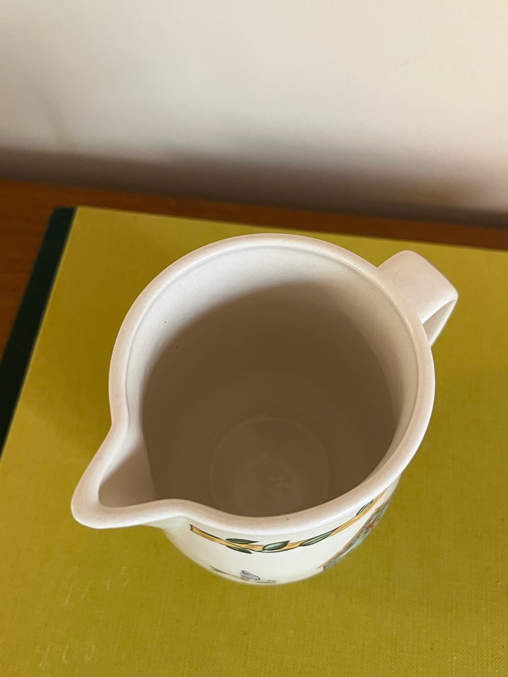 Hand-Painted Birdhouse Ceramic Pitcher in White - Picture 5 of 6